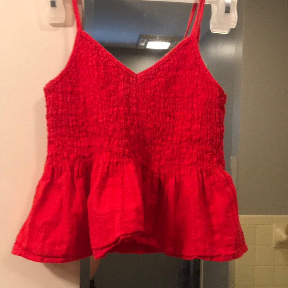 Red cropped shirt